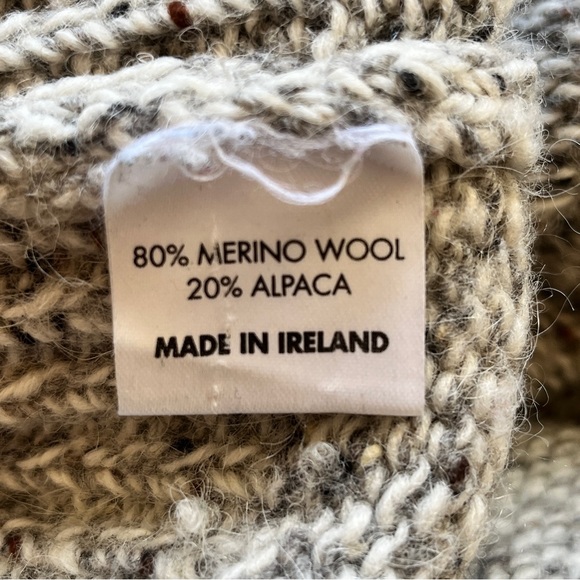 Fisherman Ireland Sweater Knit Merino Alpaca Wool Blend Shawl Collar Button Sz M - Picture 4 of 16